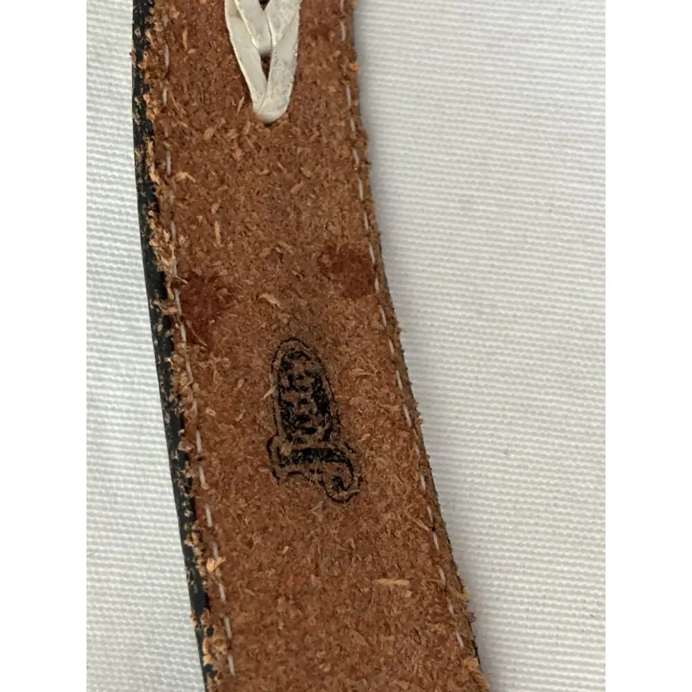 Vintage Justin Top Grain Cowhide Leather Belt Braided Horse Hair Size 34